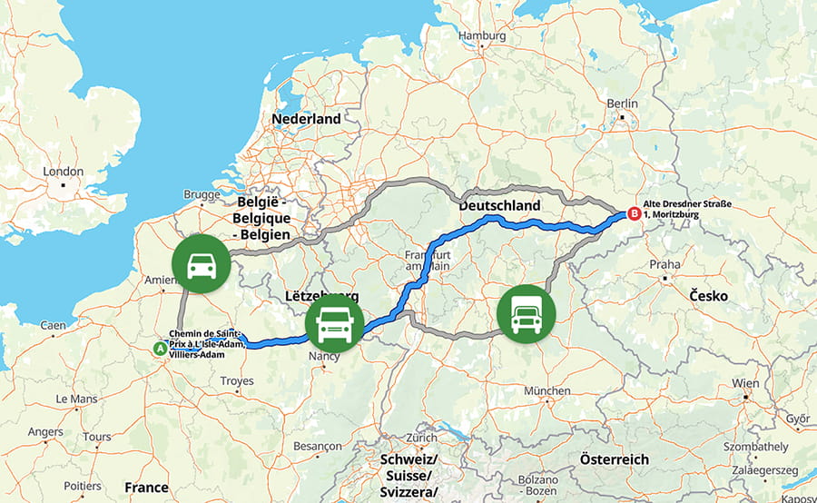 Rutas eficientes según el transporte