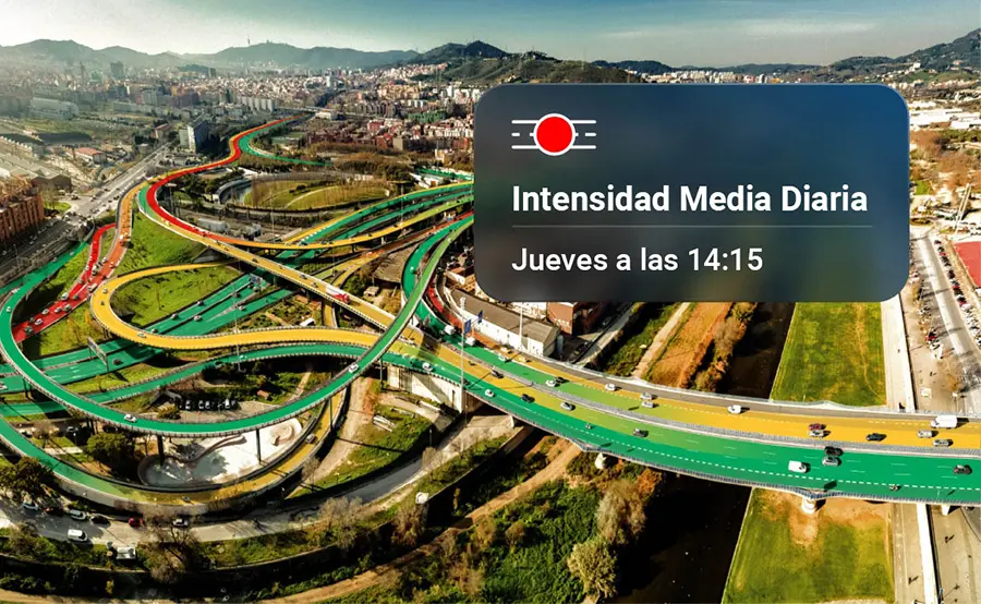 Imagen representativa del Cálculo IMD para estimación de tráfico con datos de TomTom y estaciones de aforo oficiales